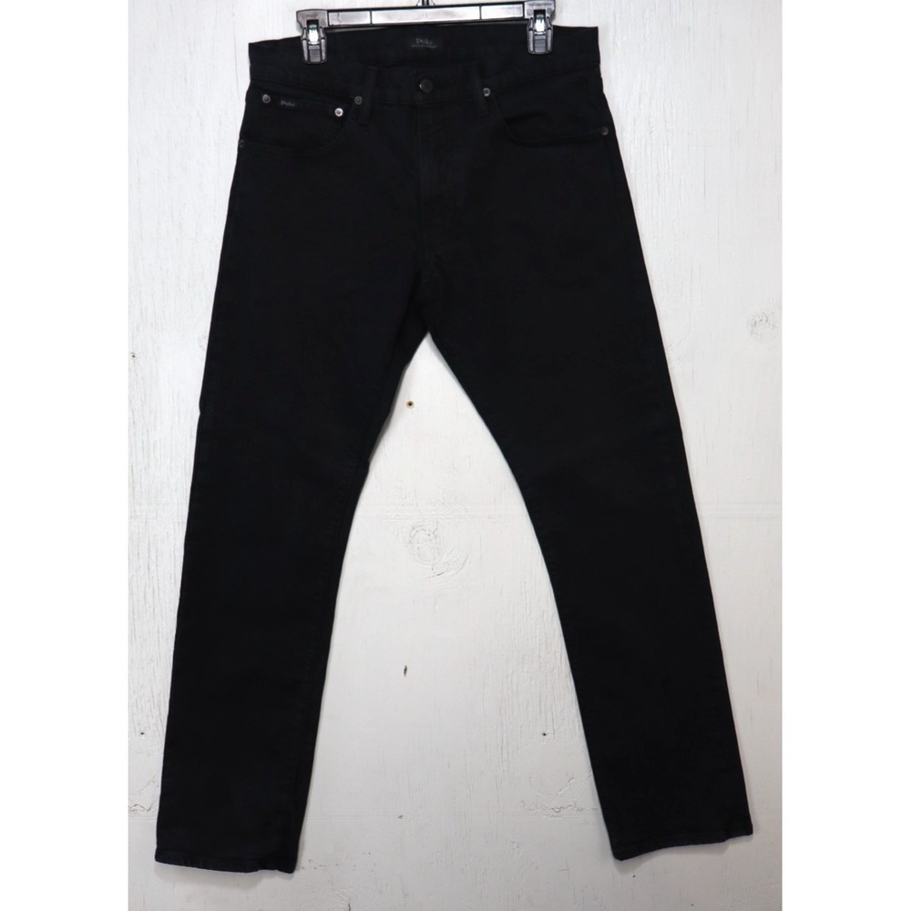 Polo Ralph Lauren Jeans Mens Size 32x32 Black Varick Slim Straight Denim Cotton